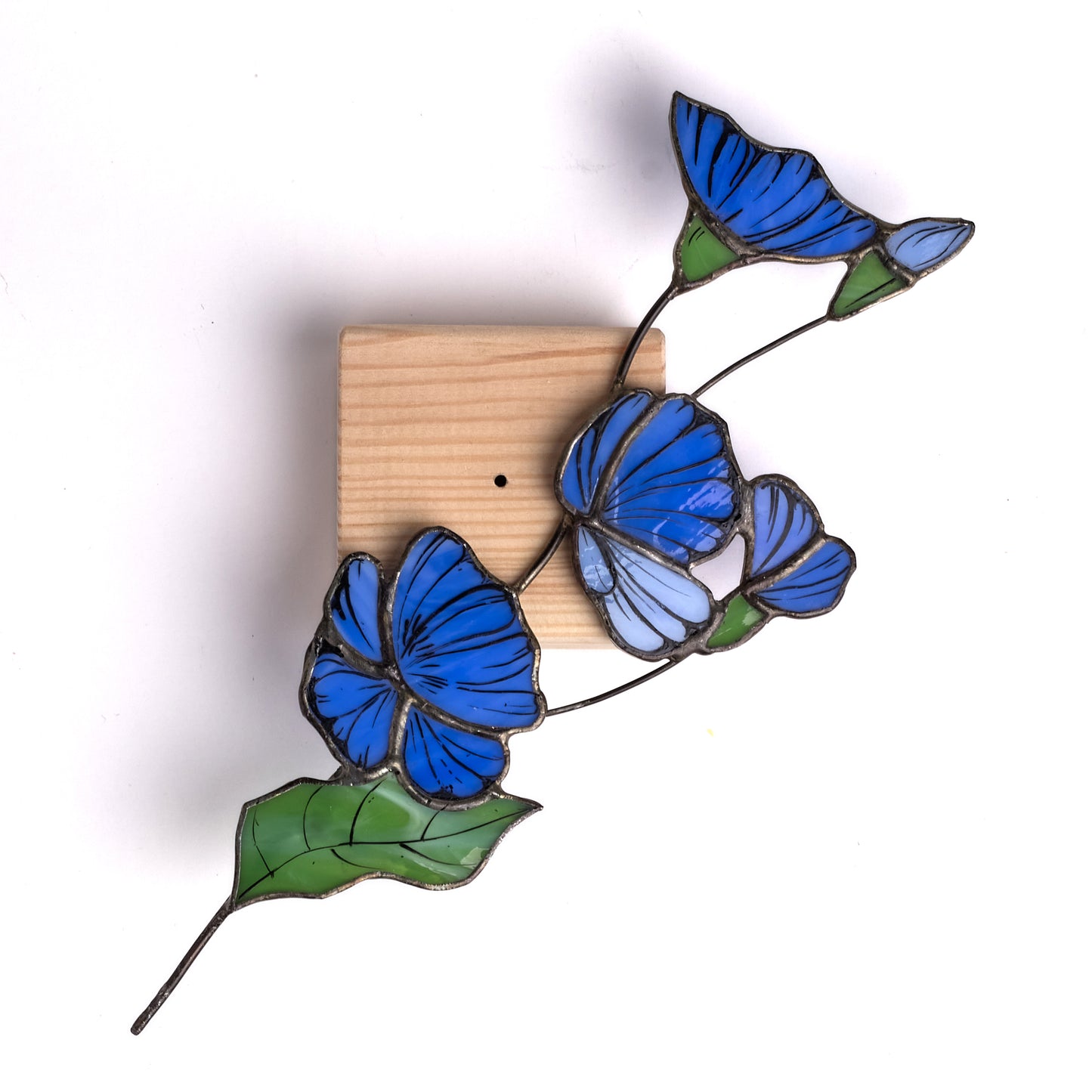 Stained Glass blue chicory flower table stand decoration