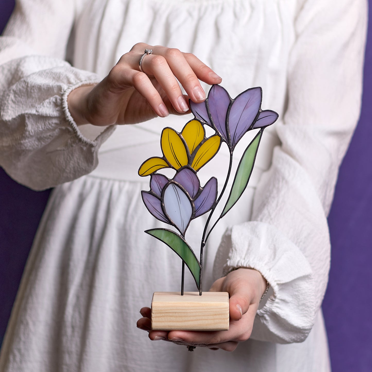 Crocus Flower Stained Glass Tabletop