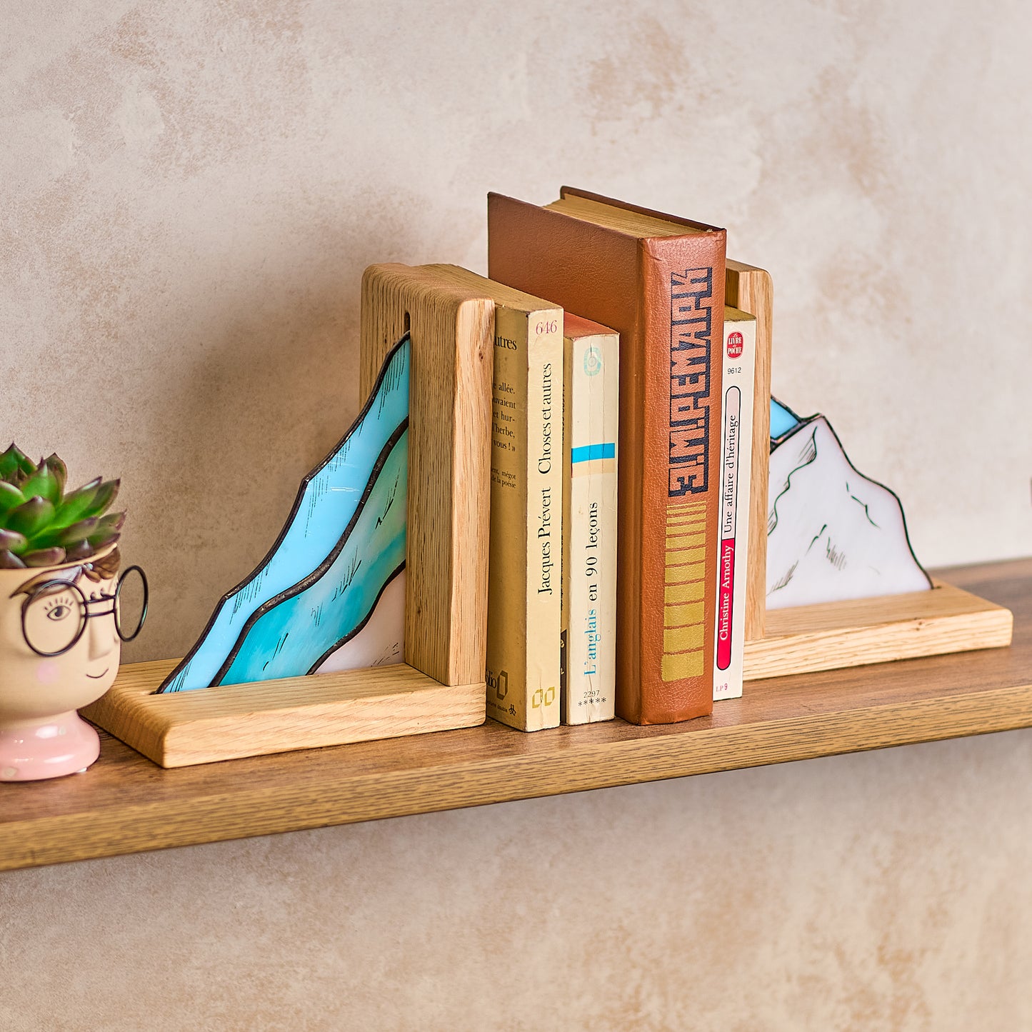 Mountains Stained Glass Bookends