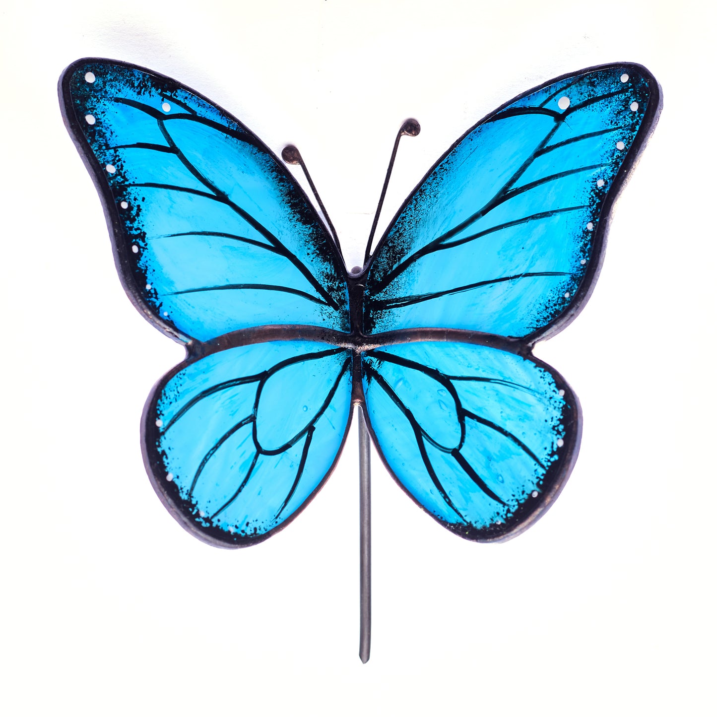Blue Stained Glass Butterfly Pot Hanger