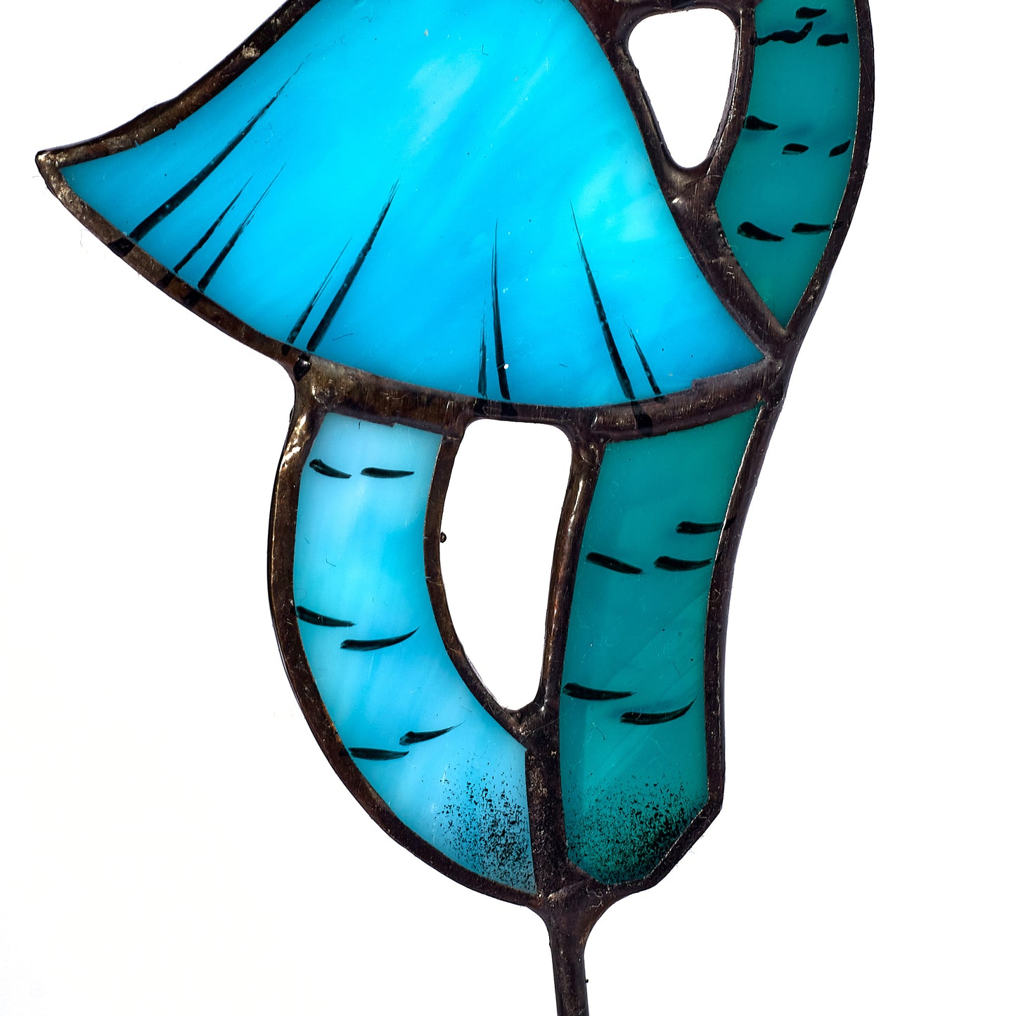 Blue Entoloma Mushroom Stained Glass Plant Pot Stake