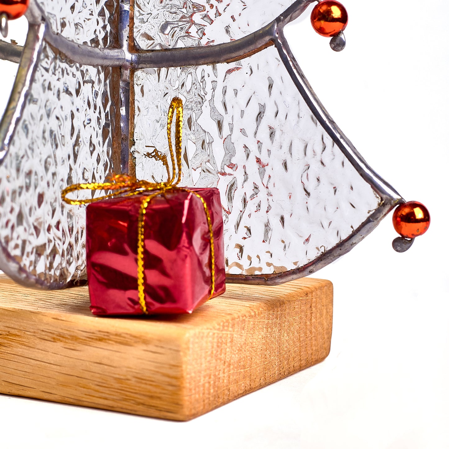 Glass Christmas Tree with Red bulbs