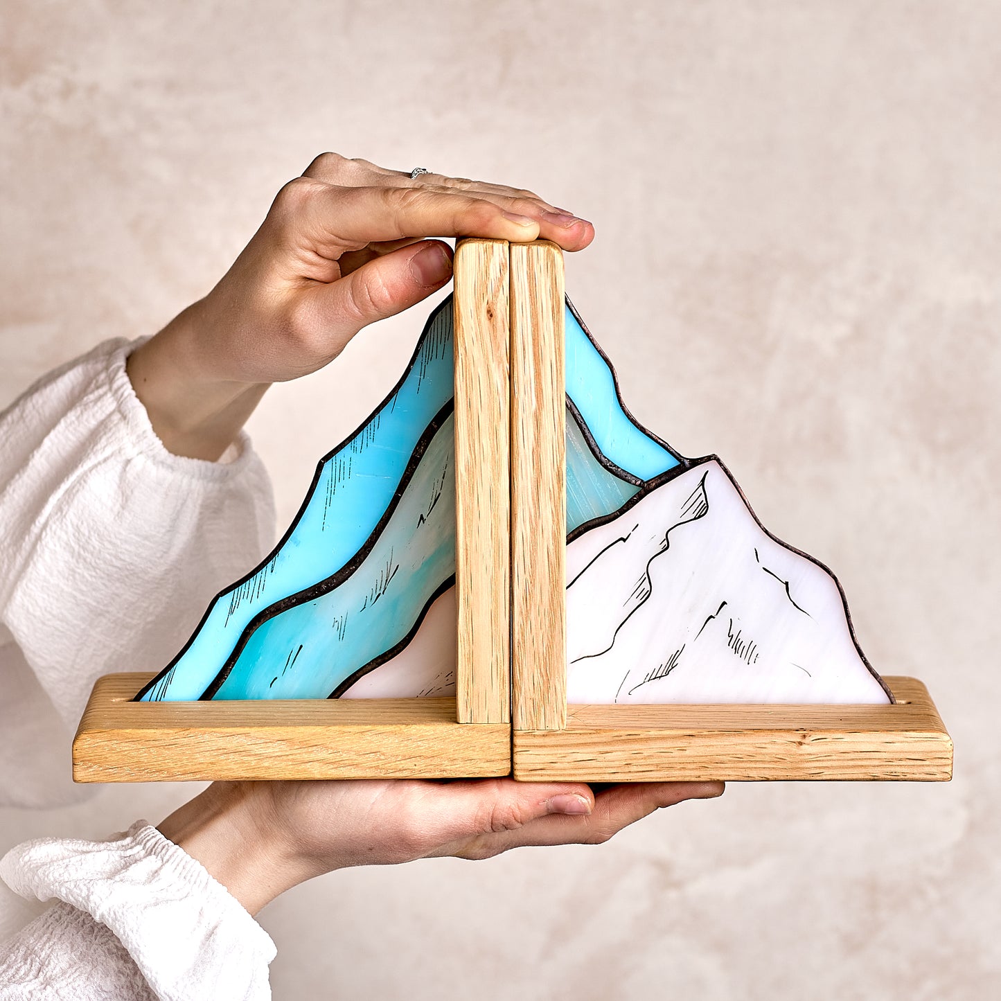 Mountains Stained Glass Bookends
