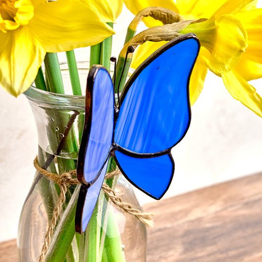 Stained Glass Butterfly Plant Pot Decor