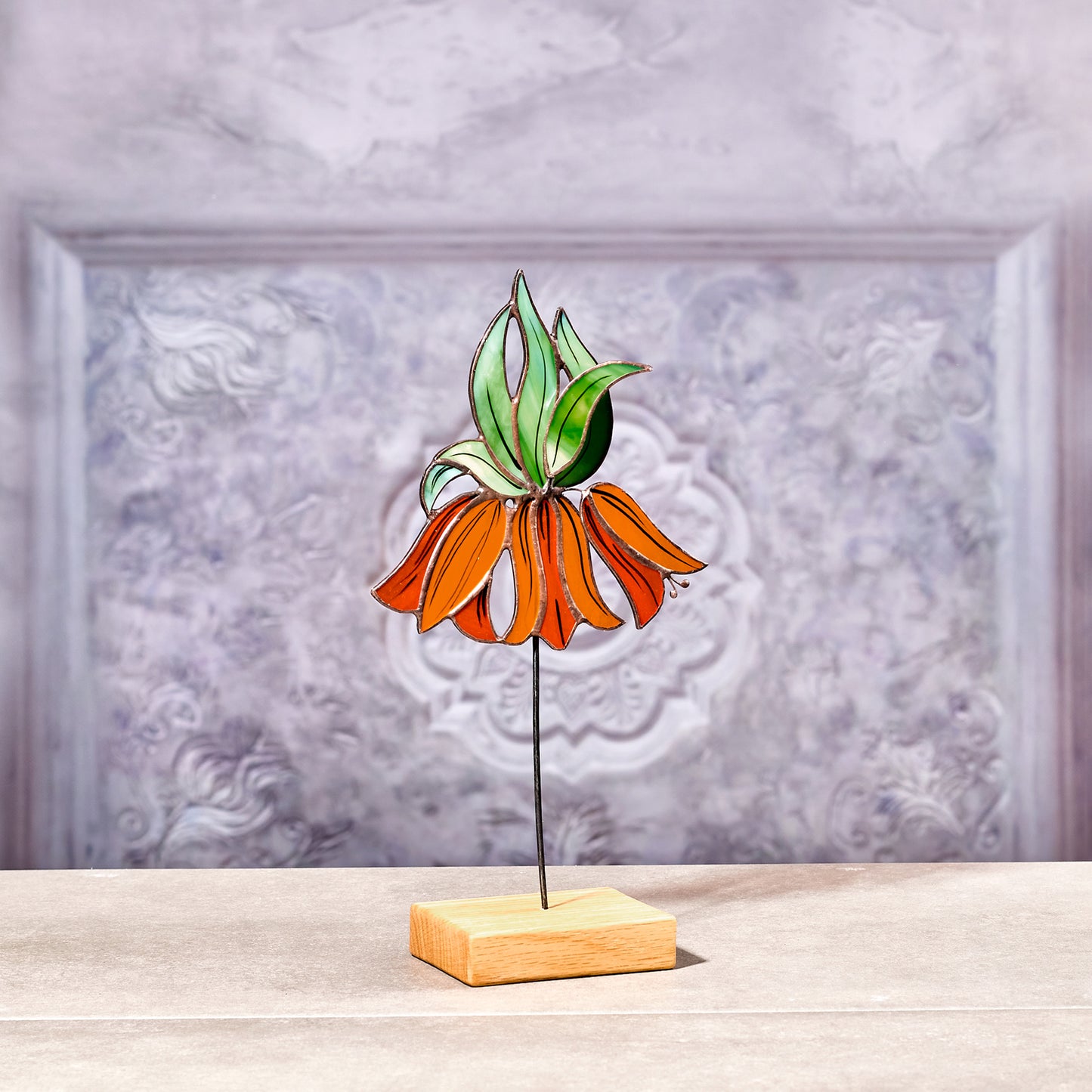 Grouse Flower Stained Glass Tabletop