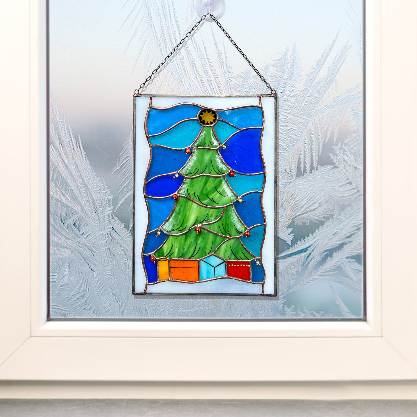 Christmas Tree Stained Glass Panel