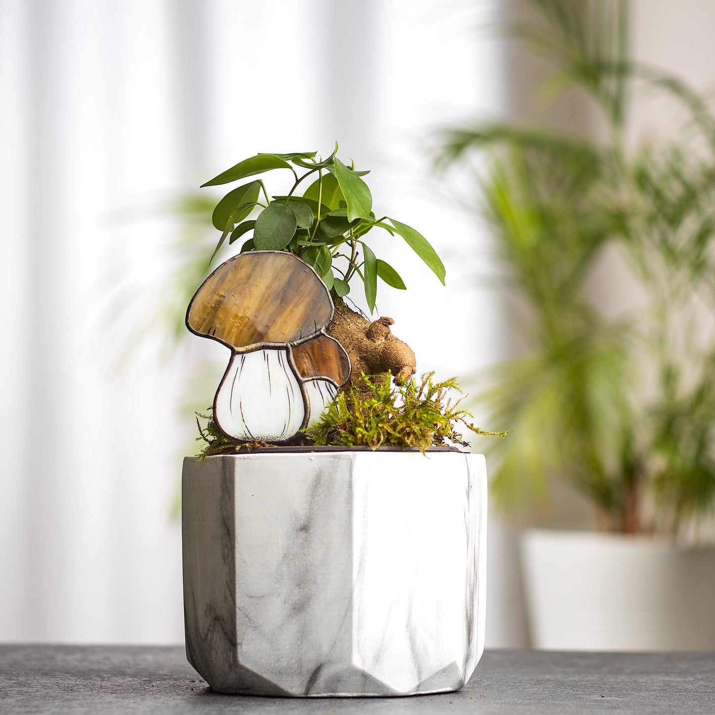 Boletus Mushroom Stained Glass Plant Pot Stake