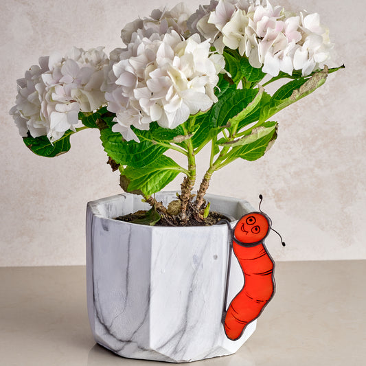 Funny Worm Plant Pot Stained Glass Decor