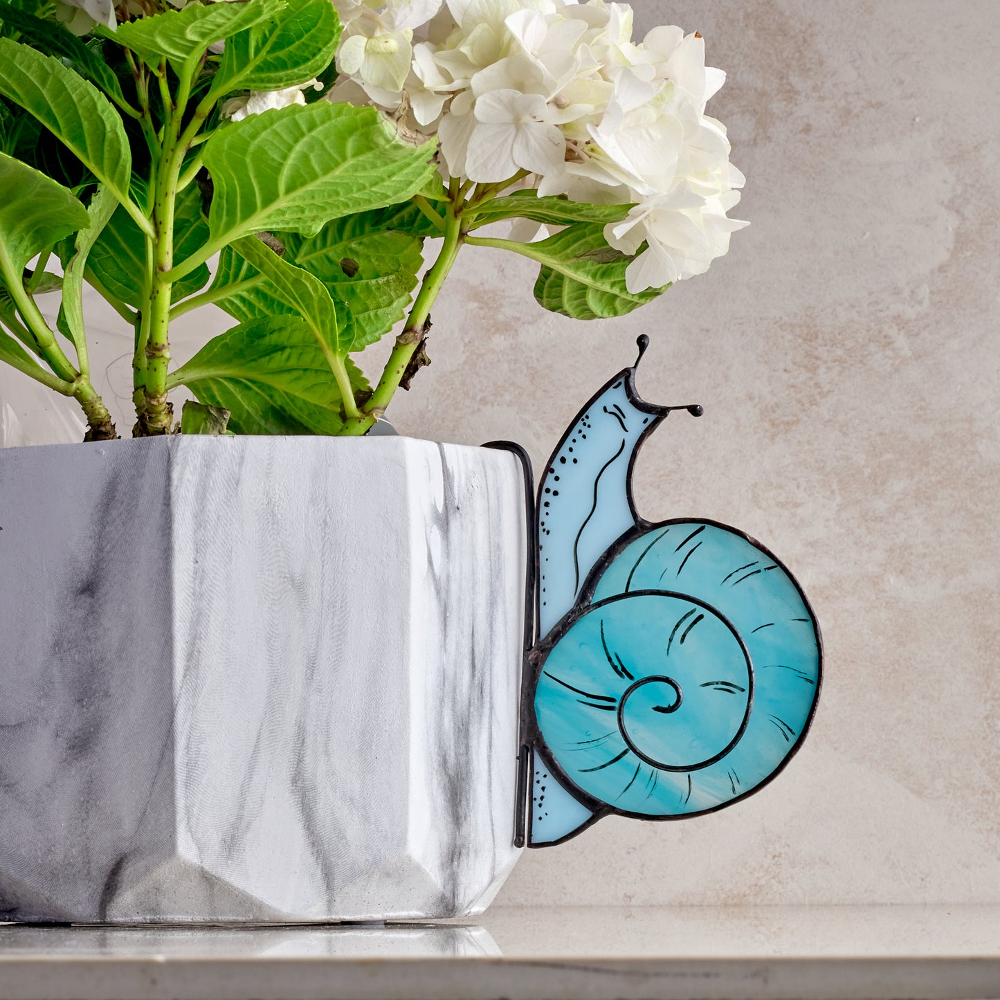 Smiling Snail Stained Glass Plant Pot Hugger