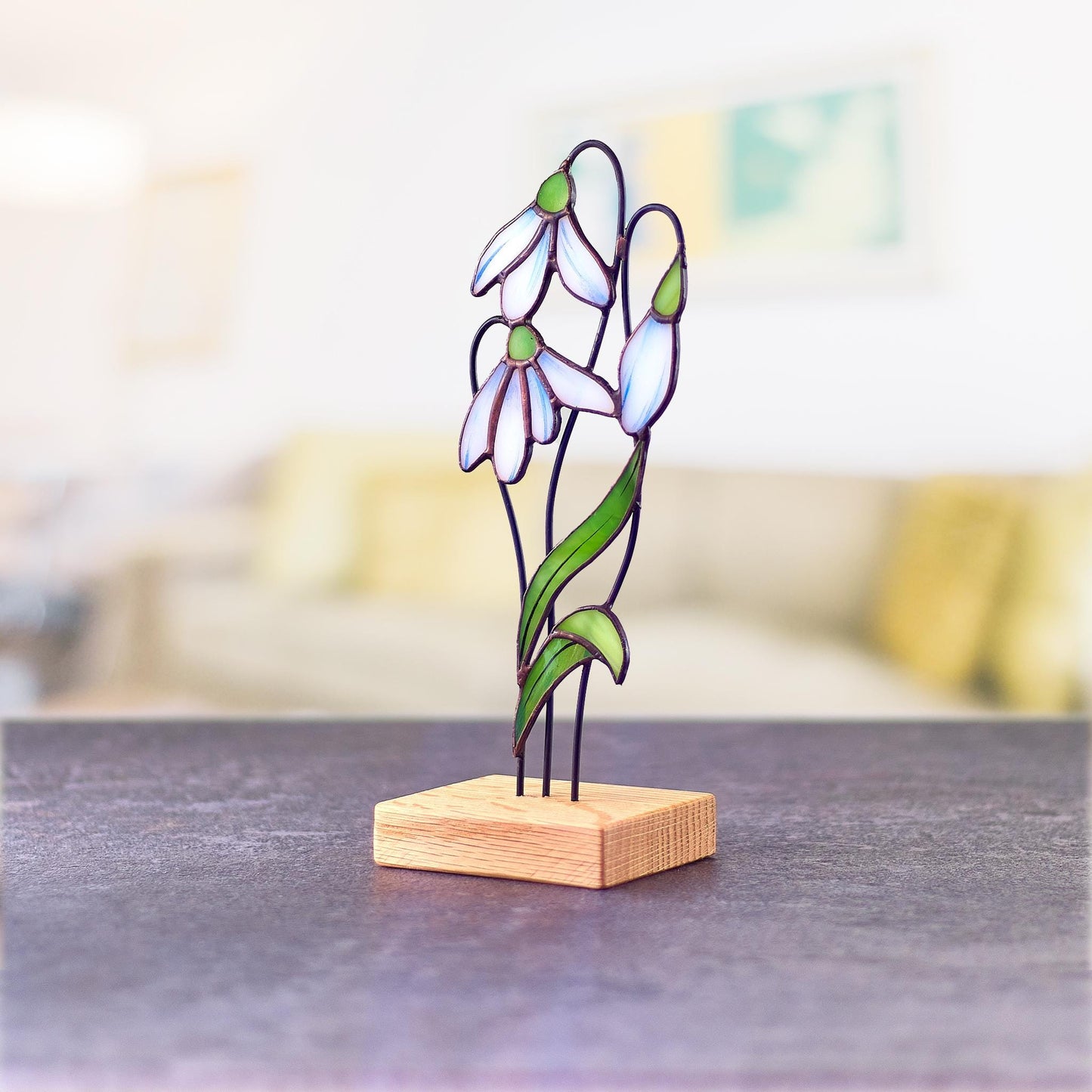 Snowdrop Flower Stained Glass Tabletop