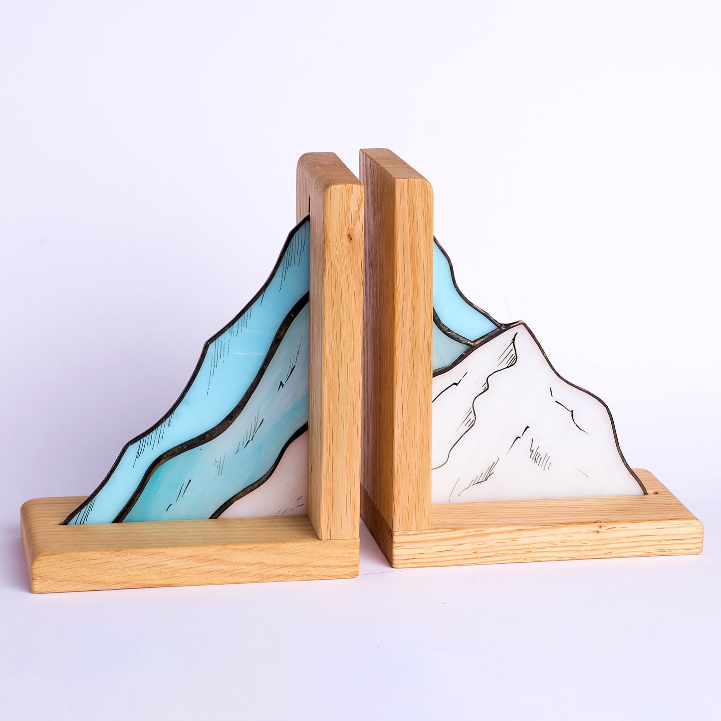 Mountains Stained Glass Bookends
