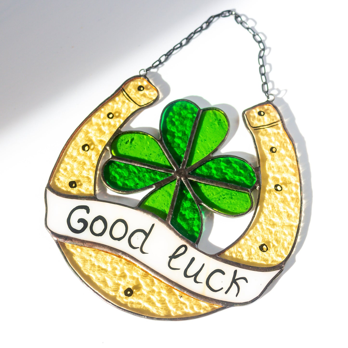 Double Good Luck Stained Glass Charm Symbol