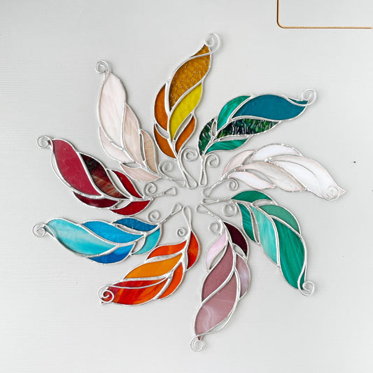 Feather Stained Glass Suncatcher