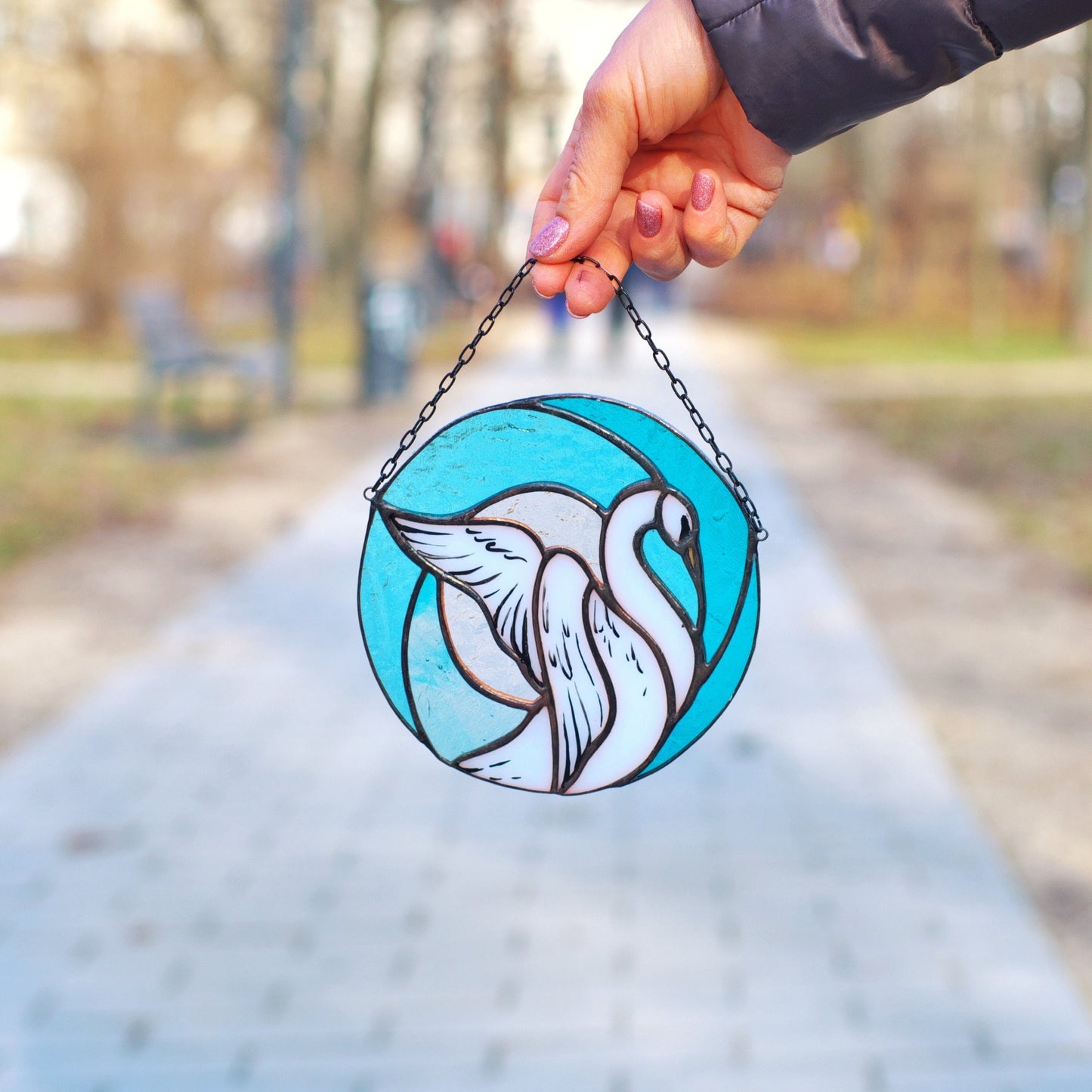 Swan Stained Glass Suncatcher