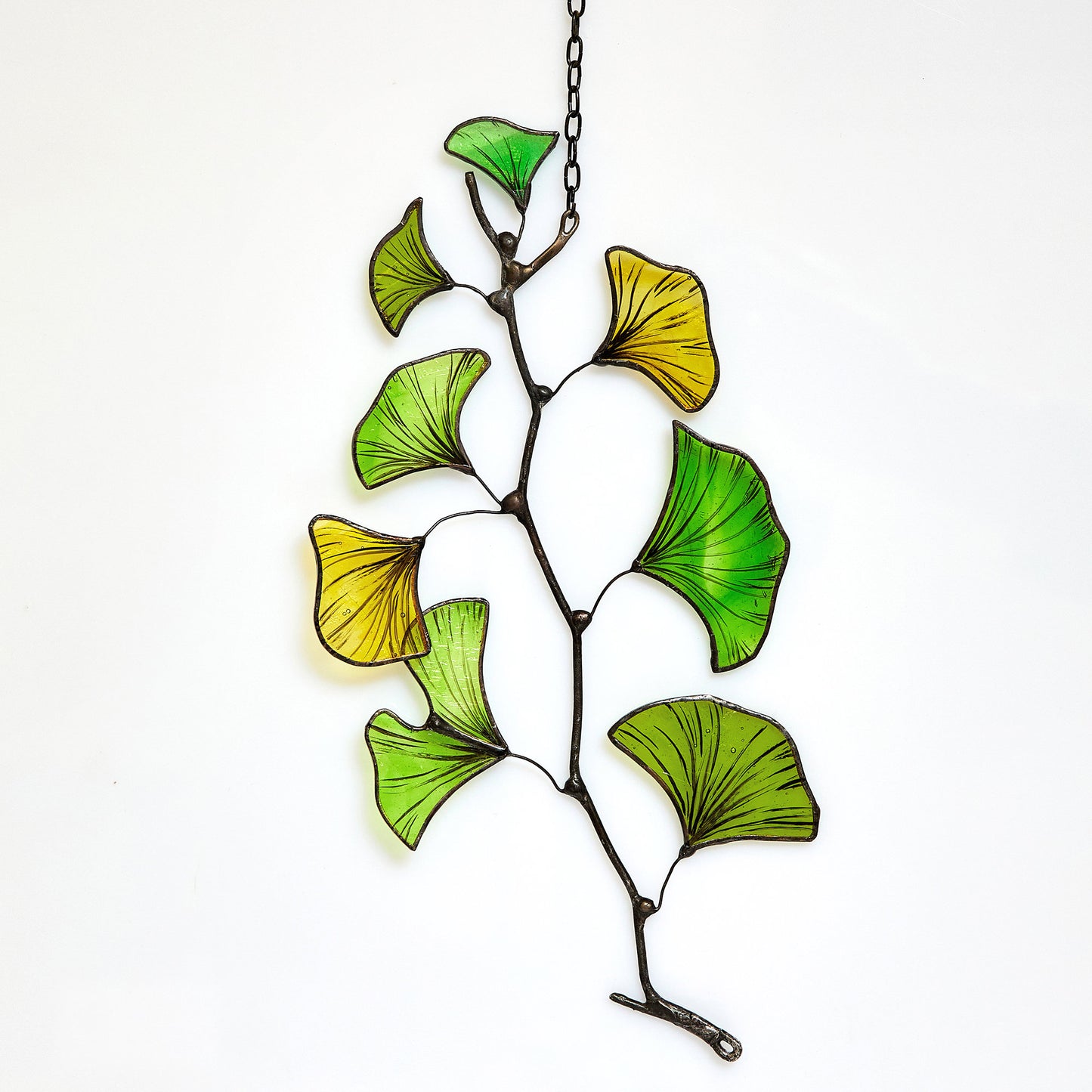 Ginkgo Leaf Stained Glass Suncatcher