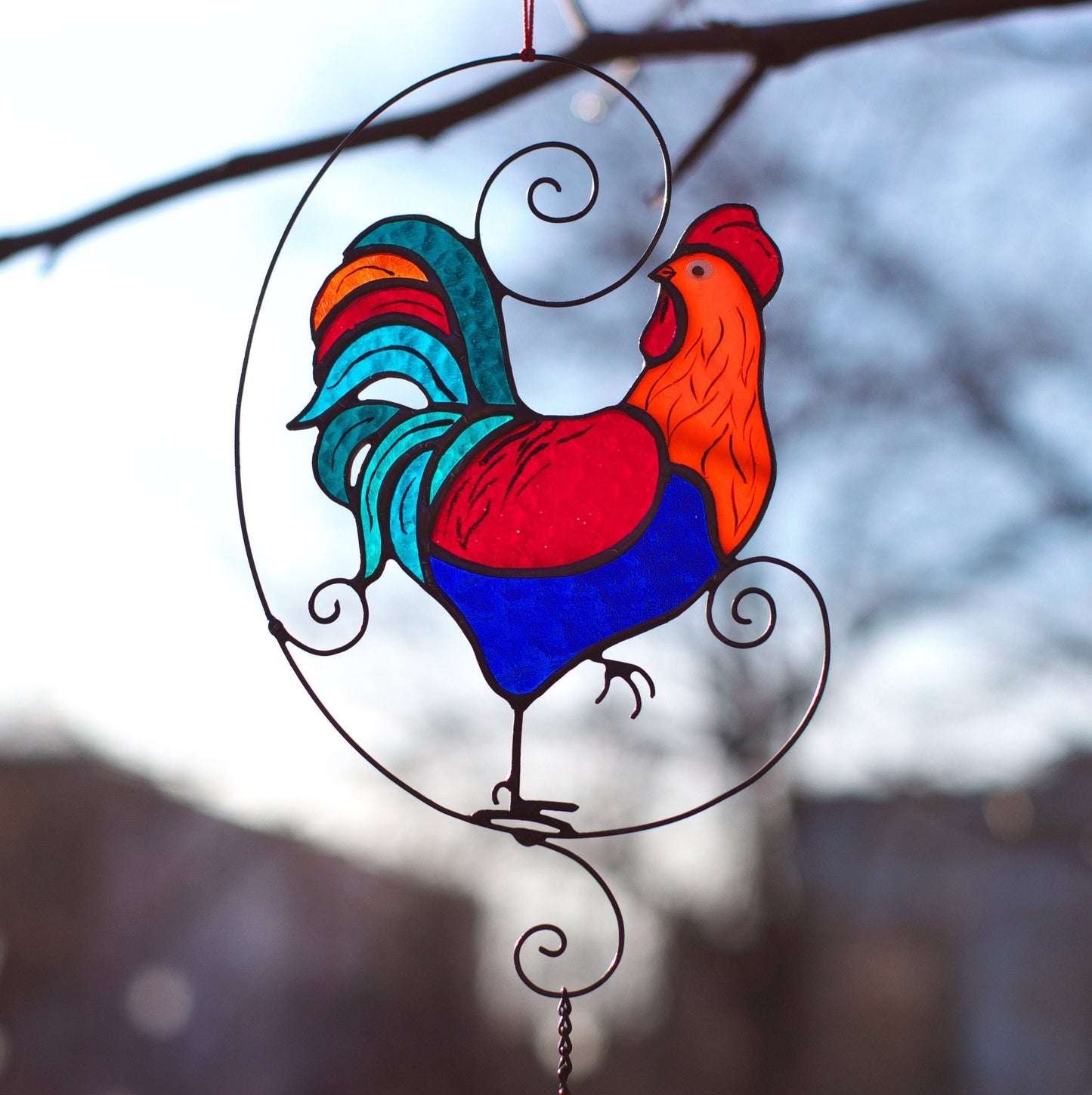 Rooster Stained Glass Suncatcher