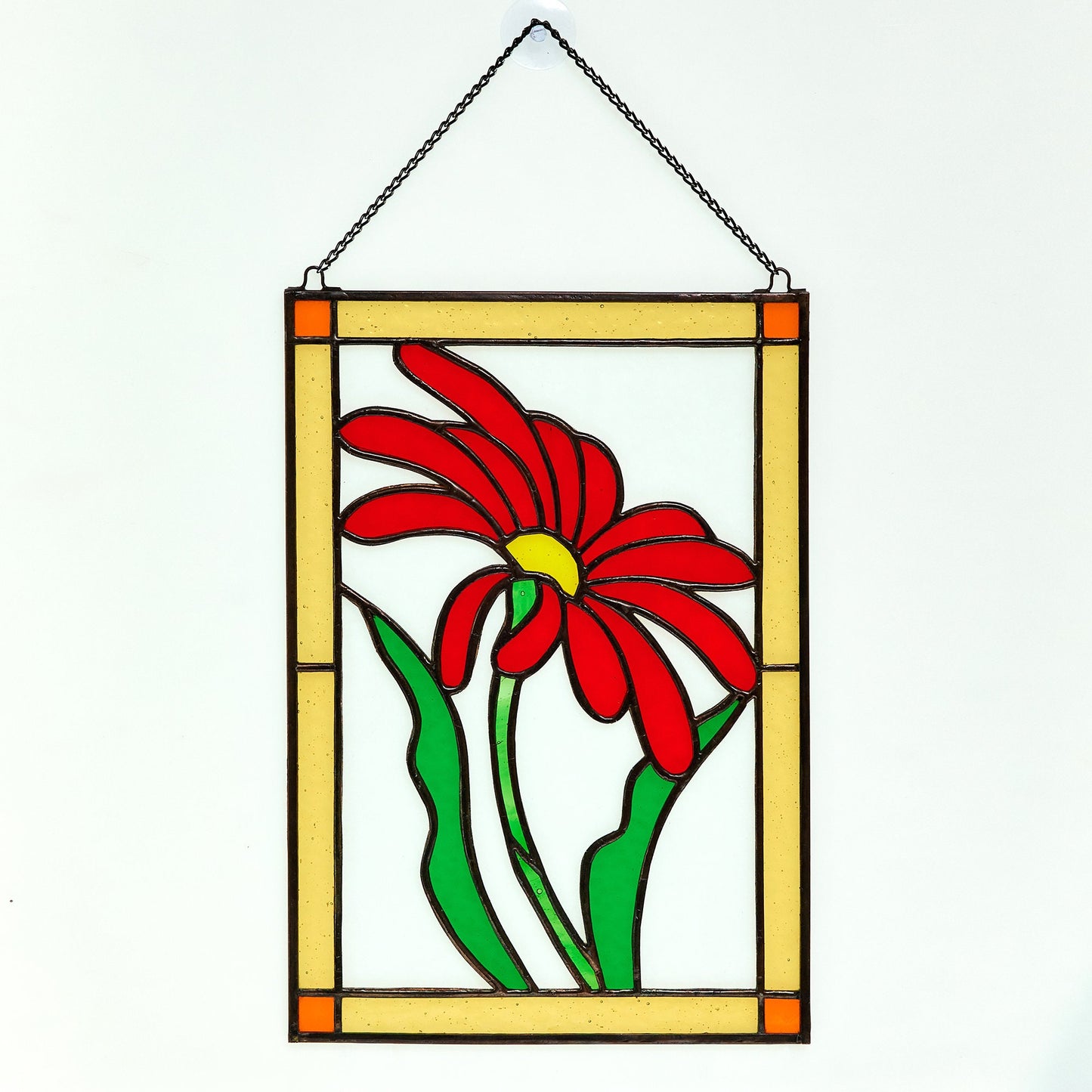 Gerbera Stained Glass Flower Hanging Panel