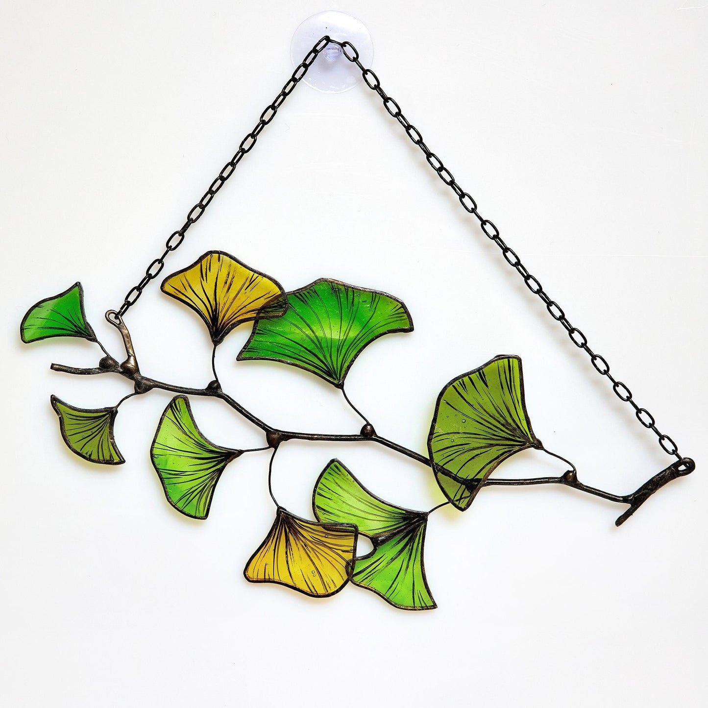 Ginkgo Leaf Stained Glass Suncatcher