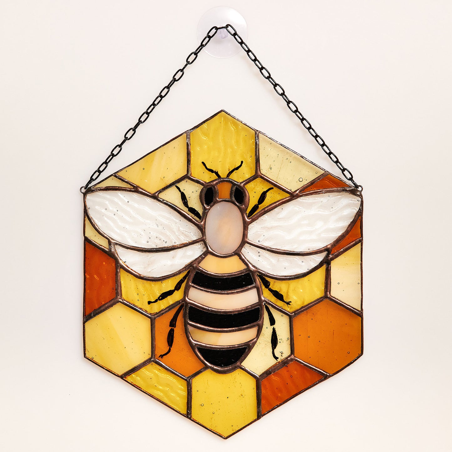 Bee stained glass Suncatcher Honey comb