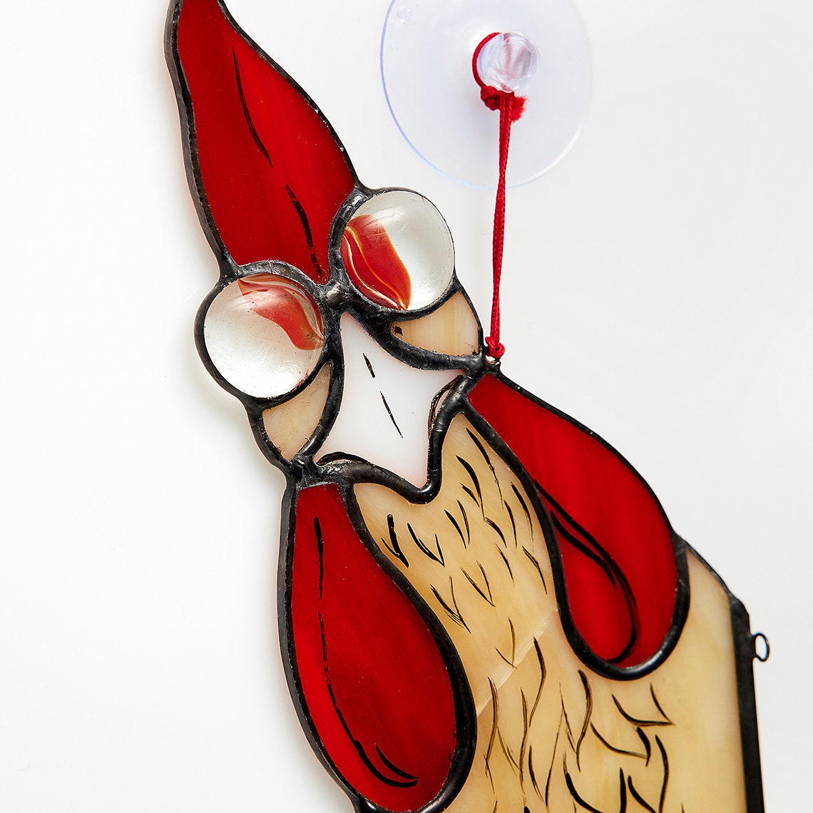Cock Bird Stained Glass Window Hanging
