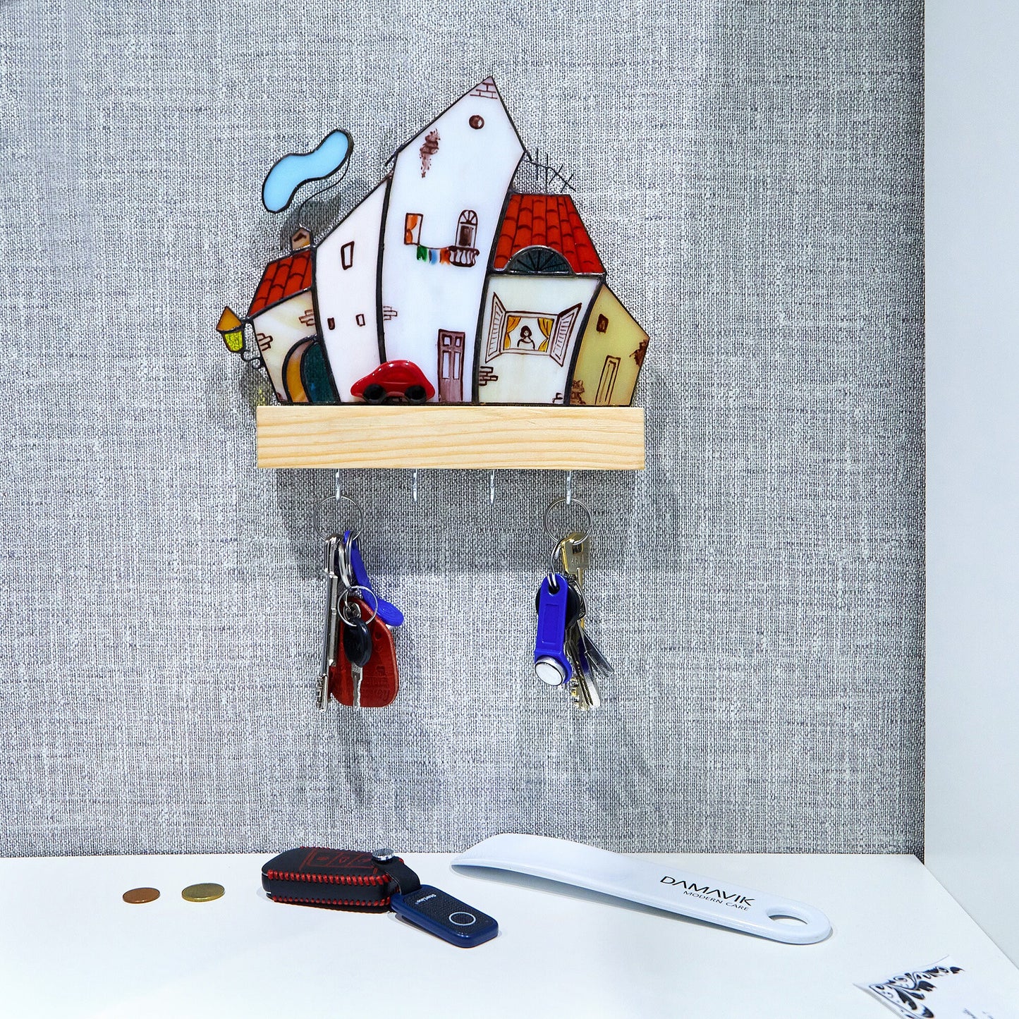 Stained Glass Wall Key Holder