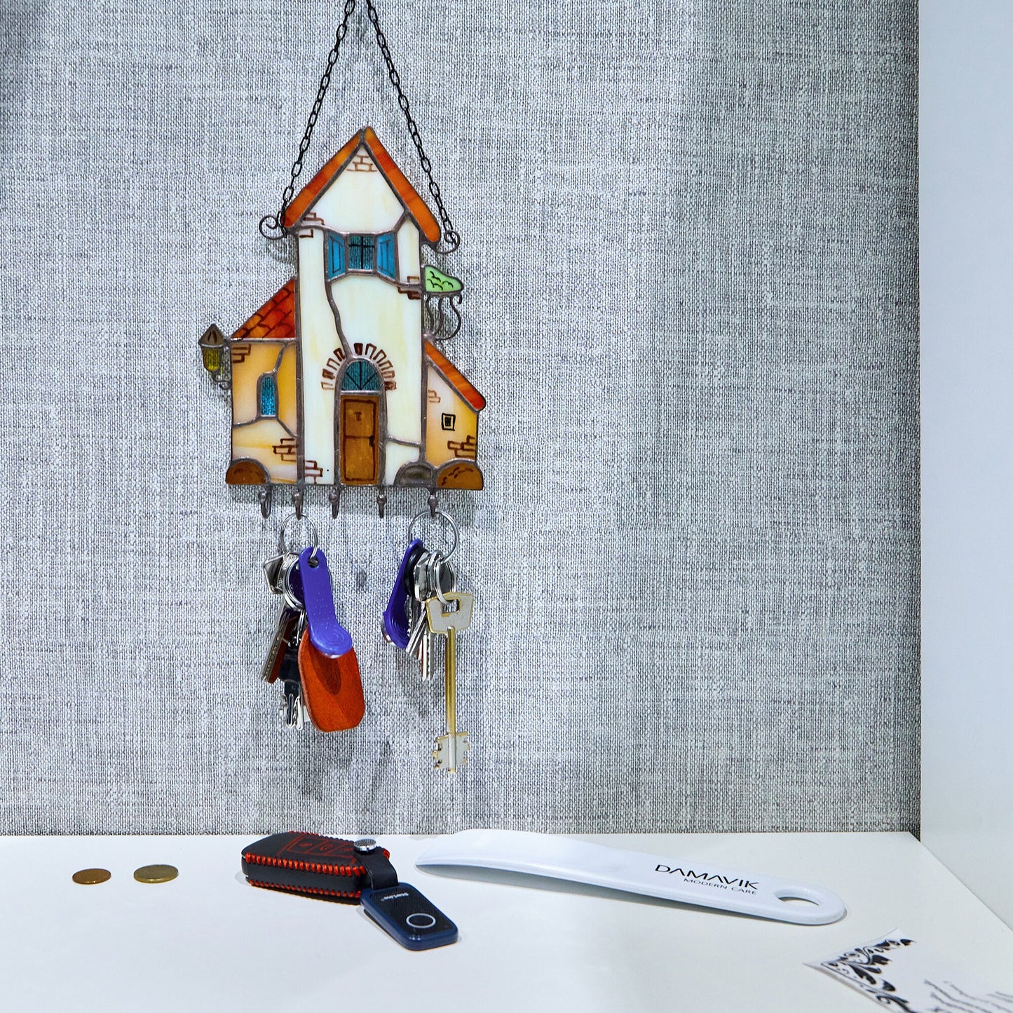 Wall Stained Glass Key Holder