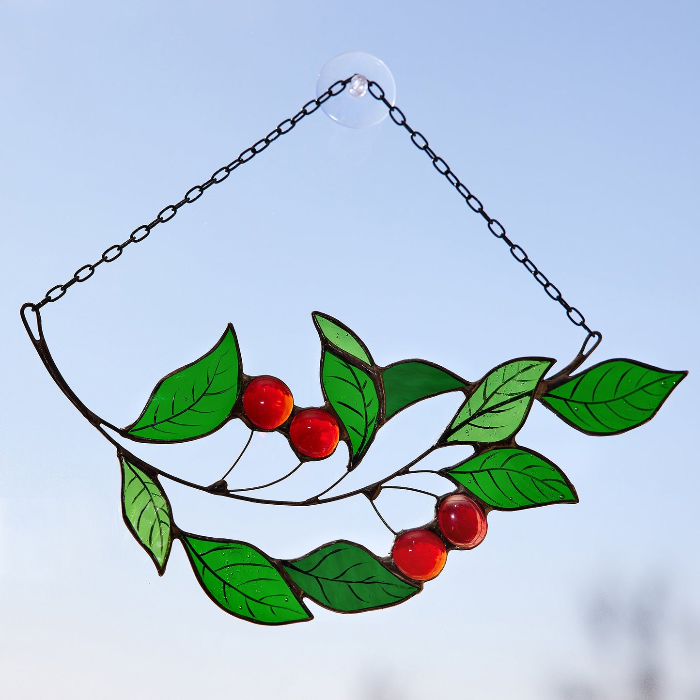 Cherry Branch Stained Glass Suncatcher