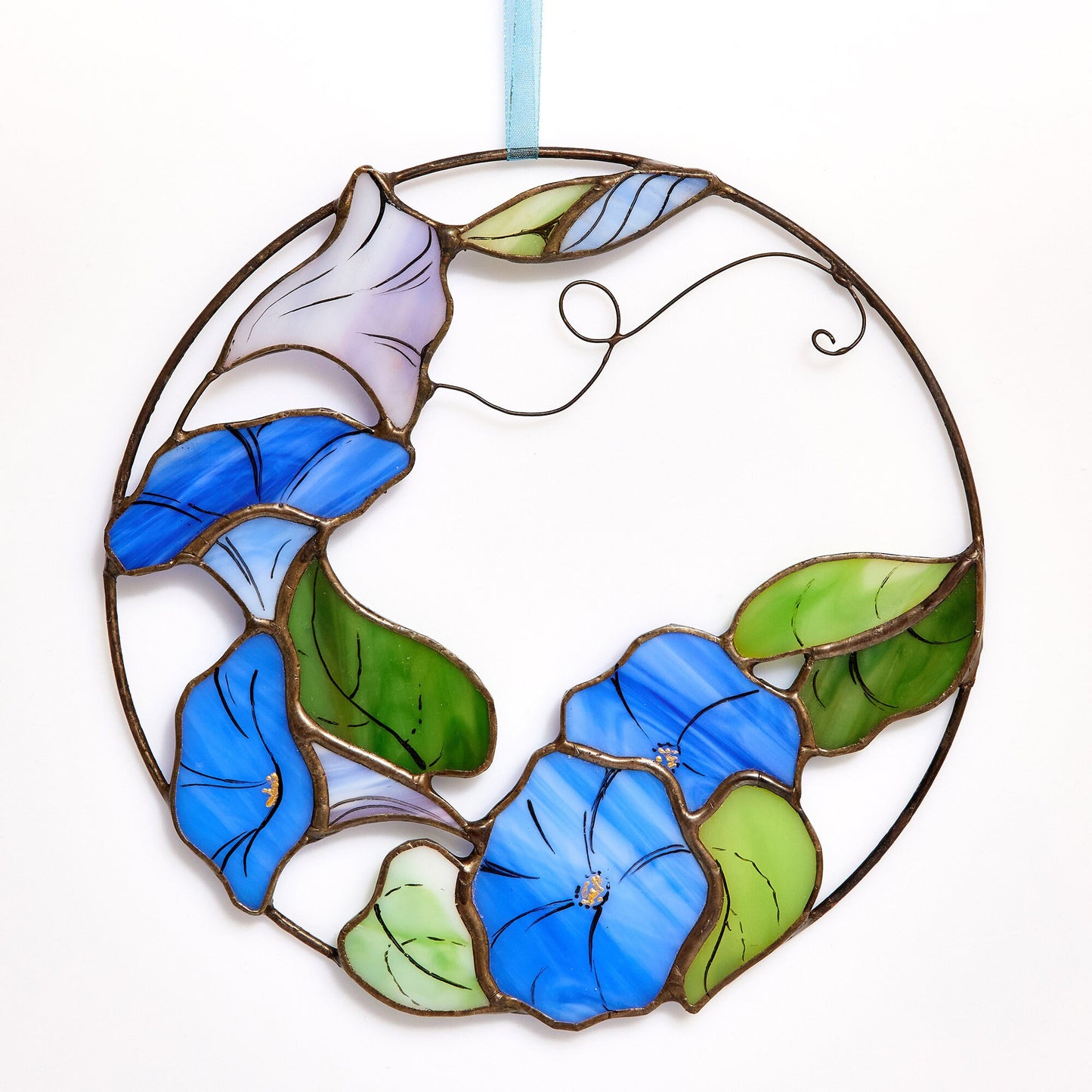 Morning Glory Flower Stained Glass Panel