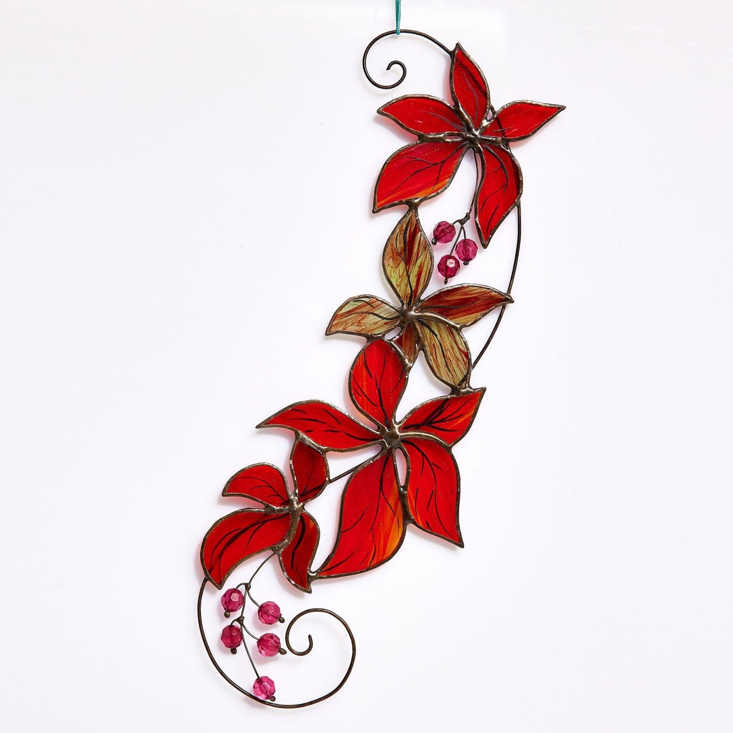 Red Leaf Parthenocissus Stained Glass Suncatcher