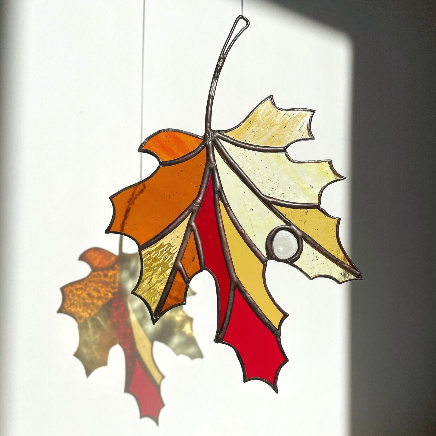 Maple Leaf Stained Glass Suncatcher
