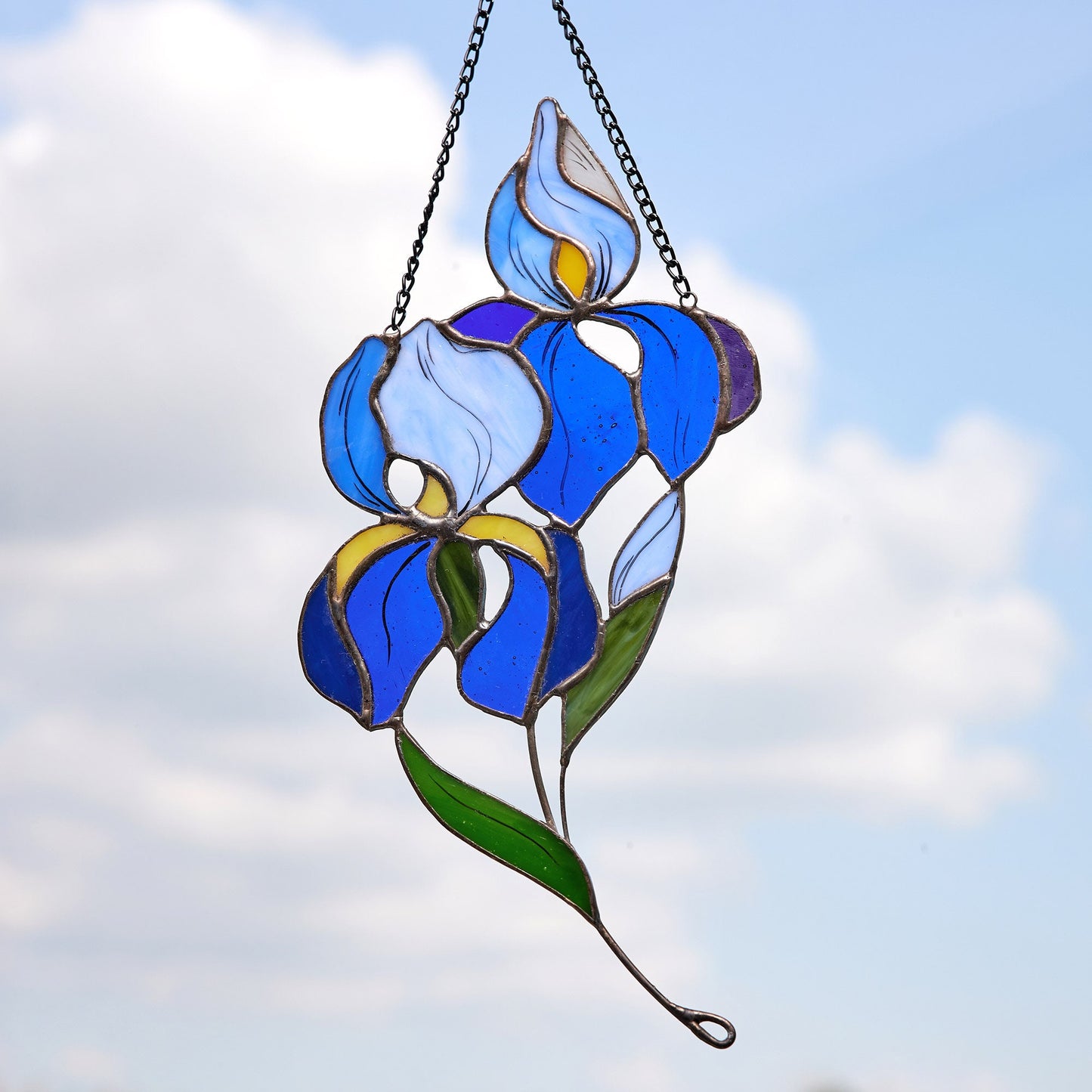 Iris Flower Stained Glass Suncatcher
