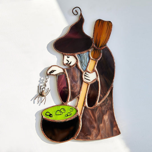 Witch brew potion Halloween stained glass