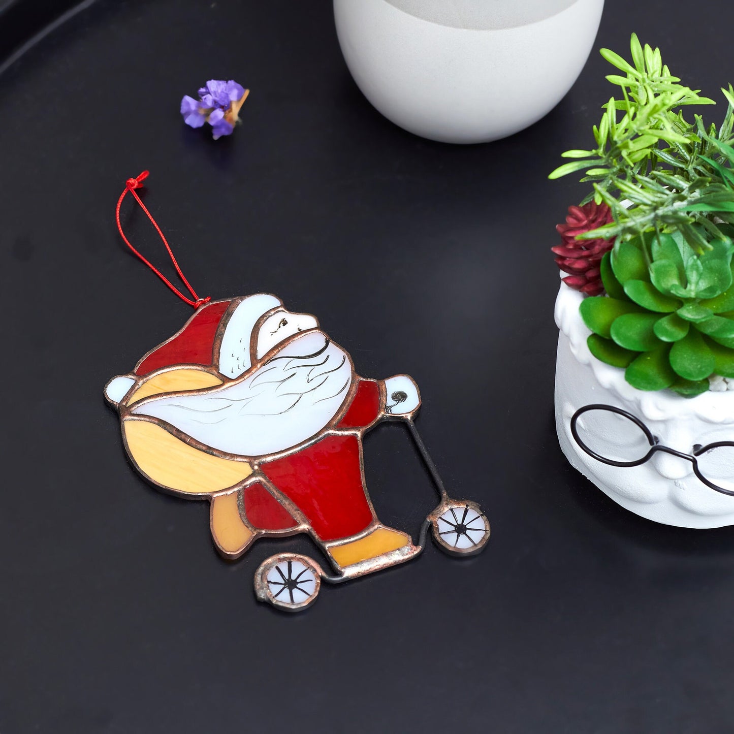 Stained glass Santa Claus Suncatcher
