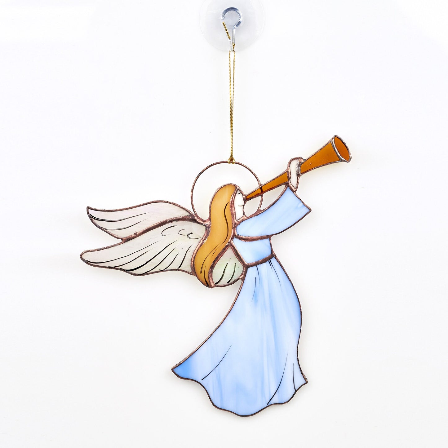 Angel With Flute Stained Glass Suncatcher