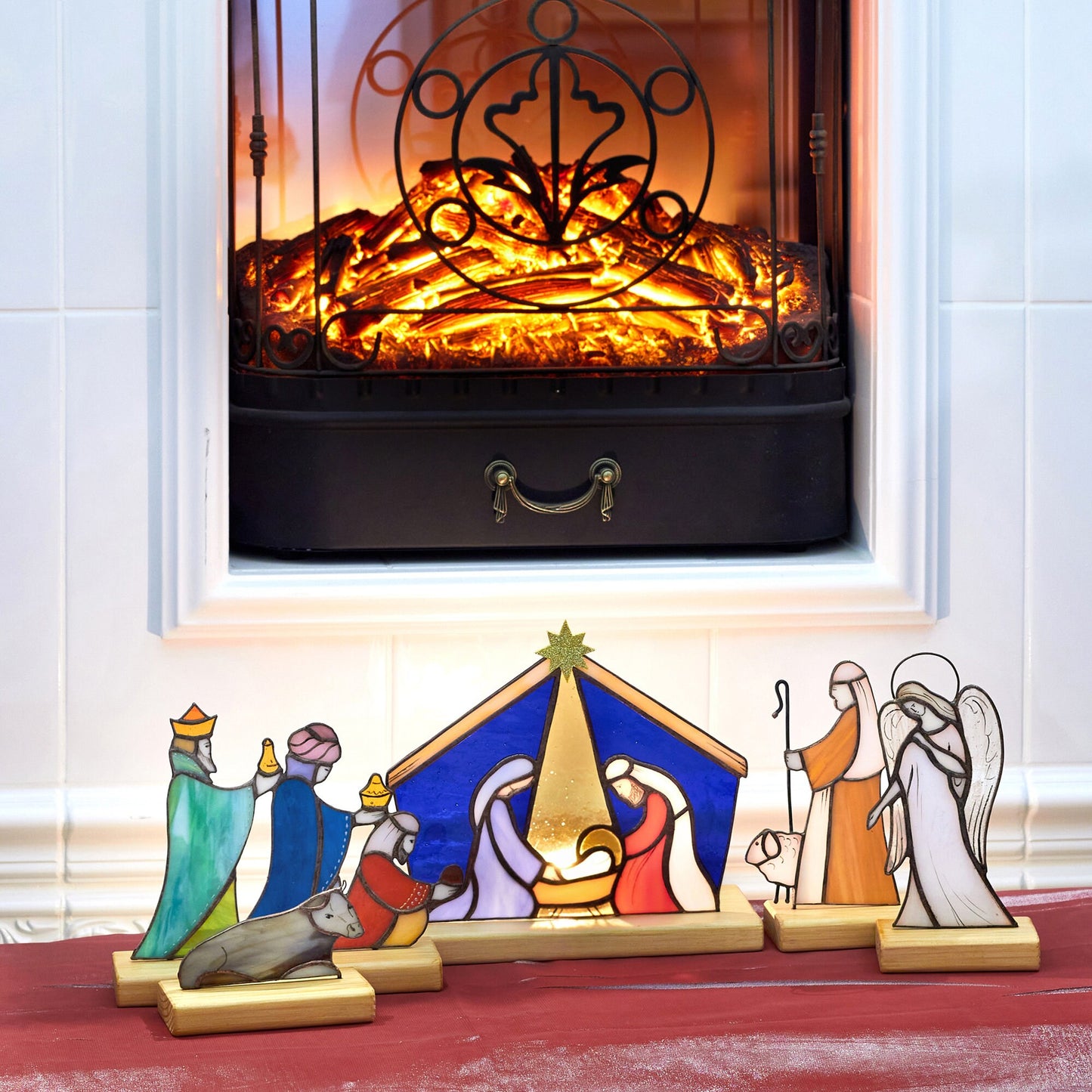 Stained Glass Nativity Set