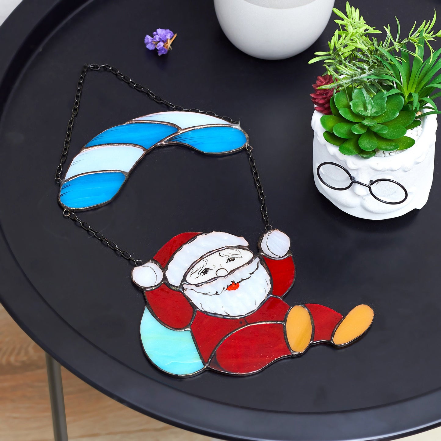 Santa Claus Stained Glass Suncatcher