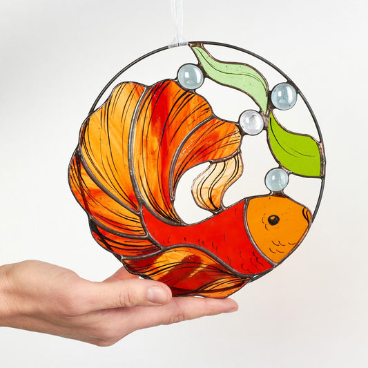 Goldfish Stained glass suncatcher
