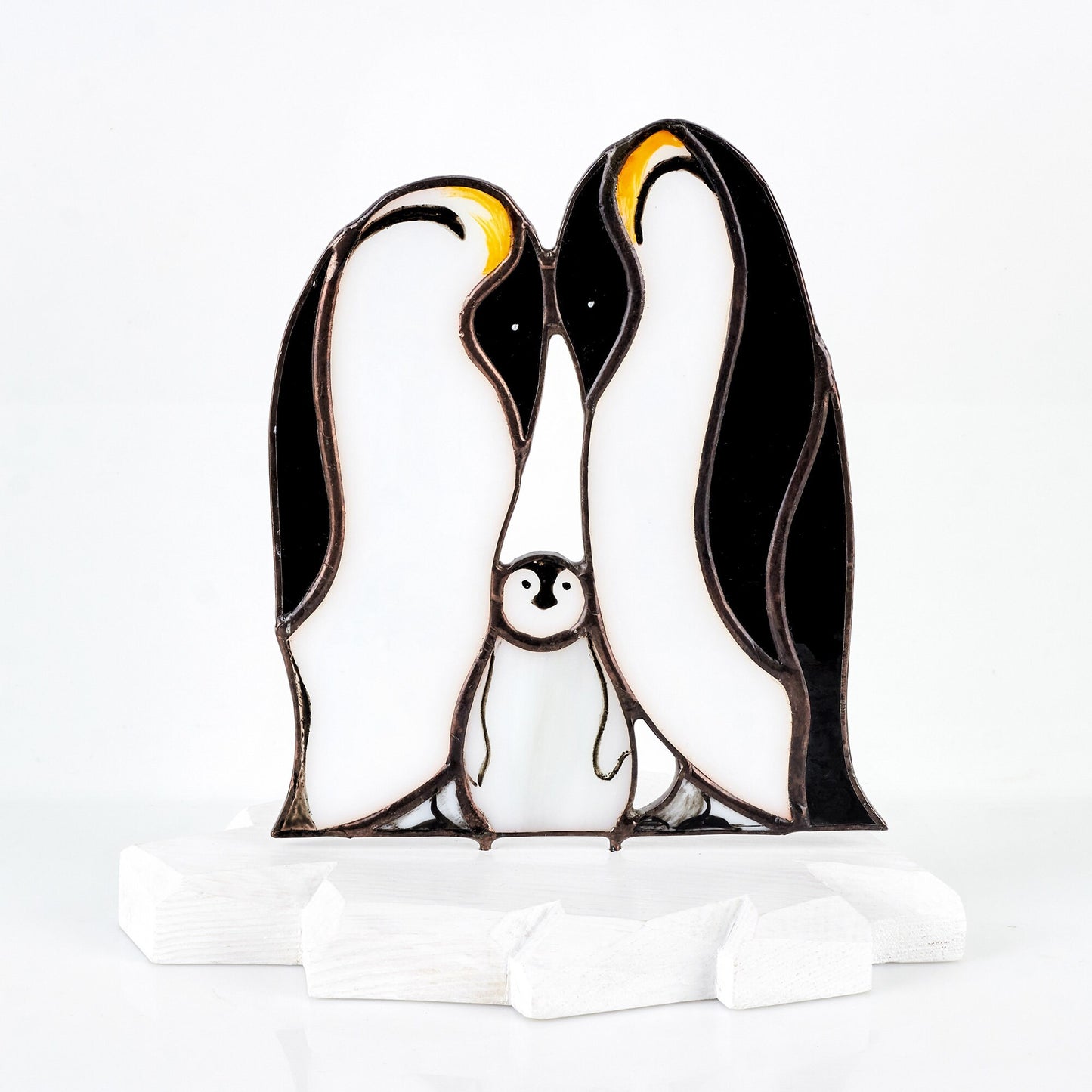 Penguin Family Stained Glasss Tabletop
