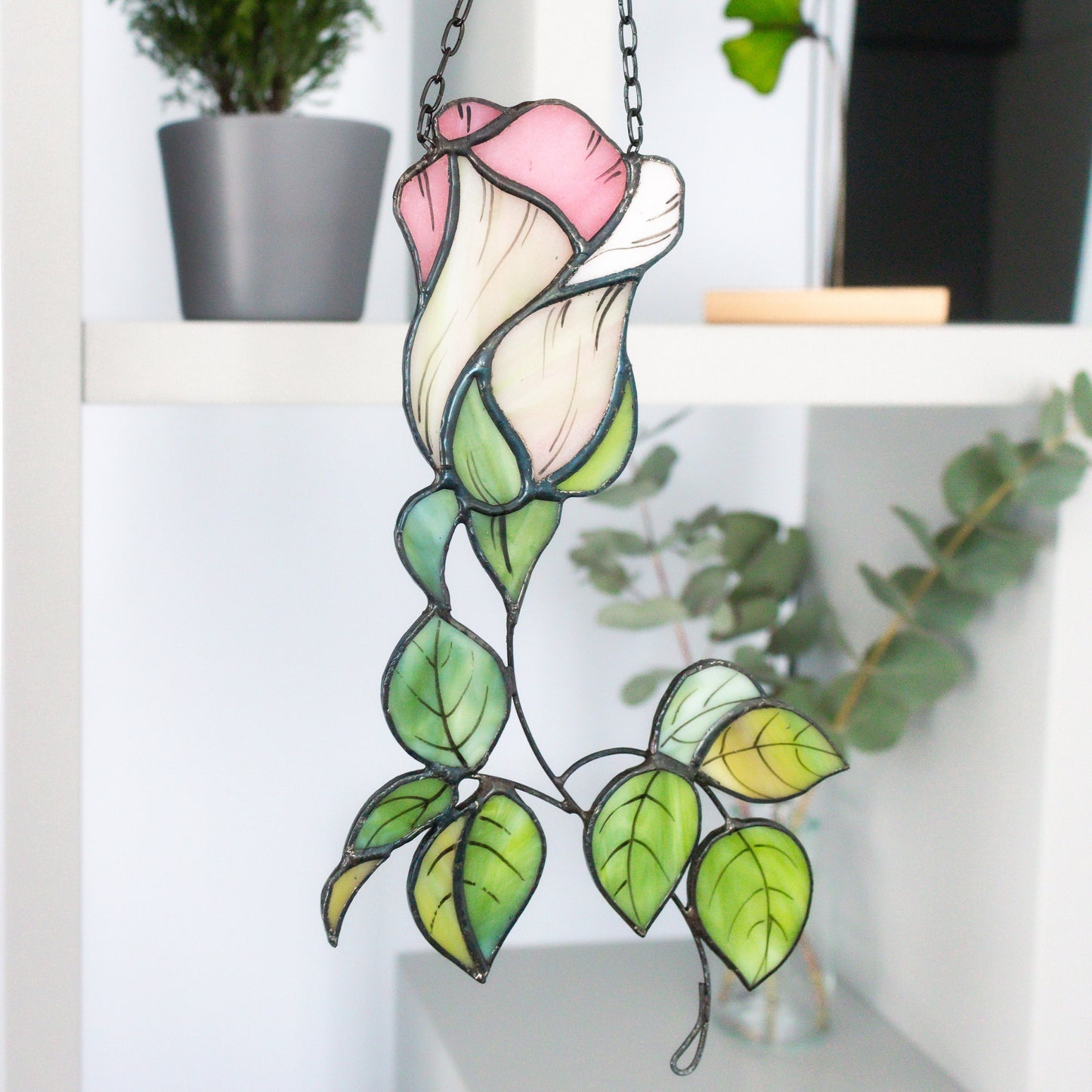 Rose Flower Stained Glass Suncatcher
