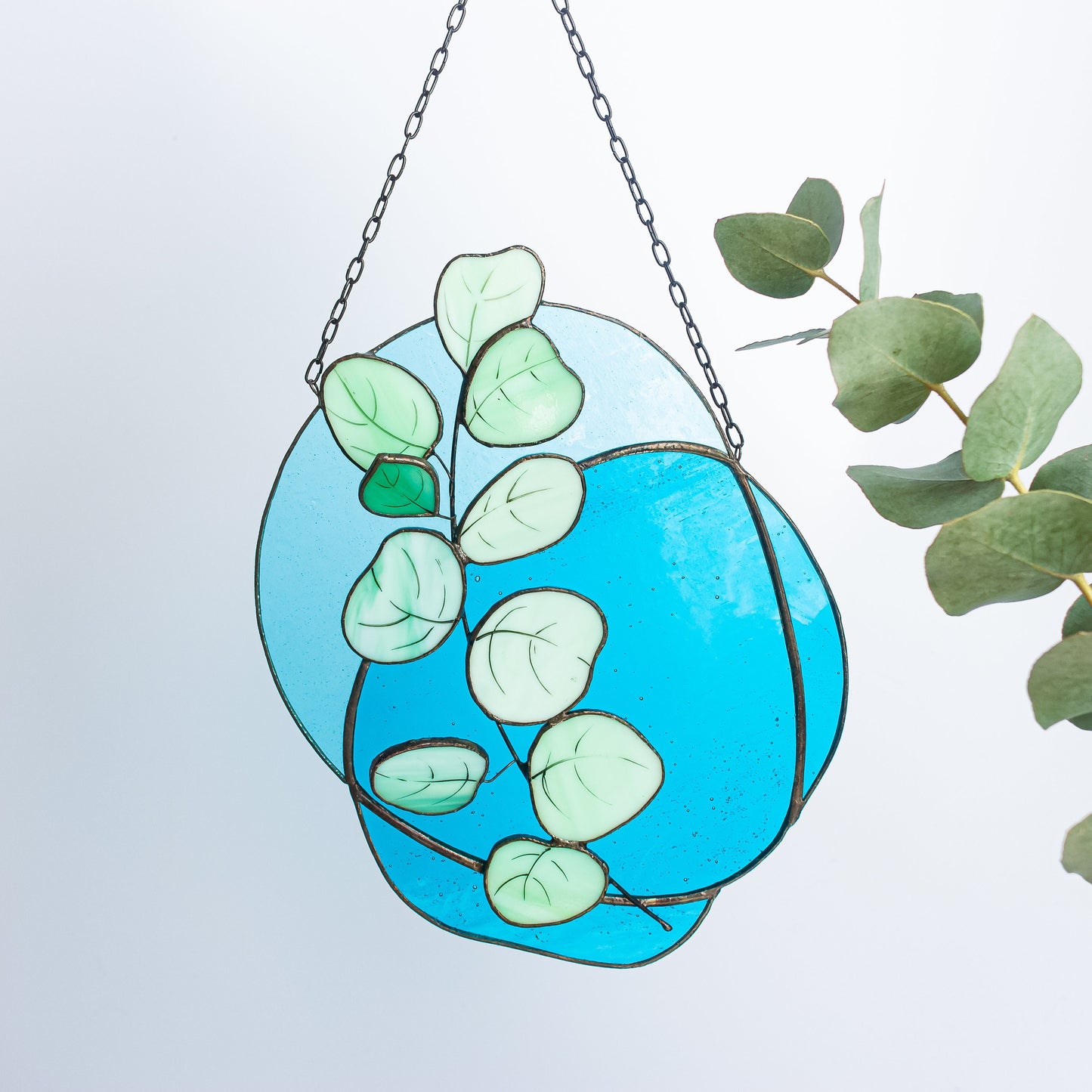 Eucalyptus Branch Stained Glass Suncatcher