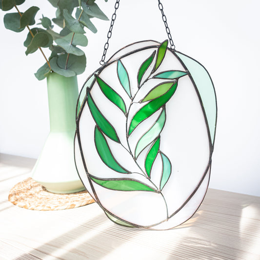 Branch of Eucalyptus leaves Stained Glass Art