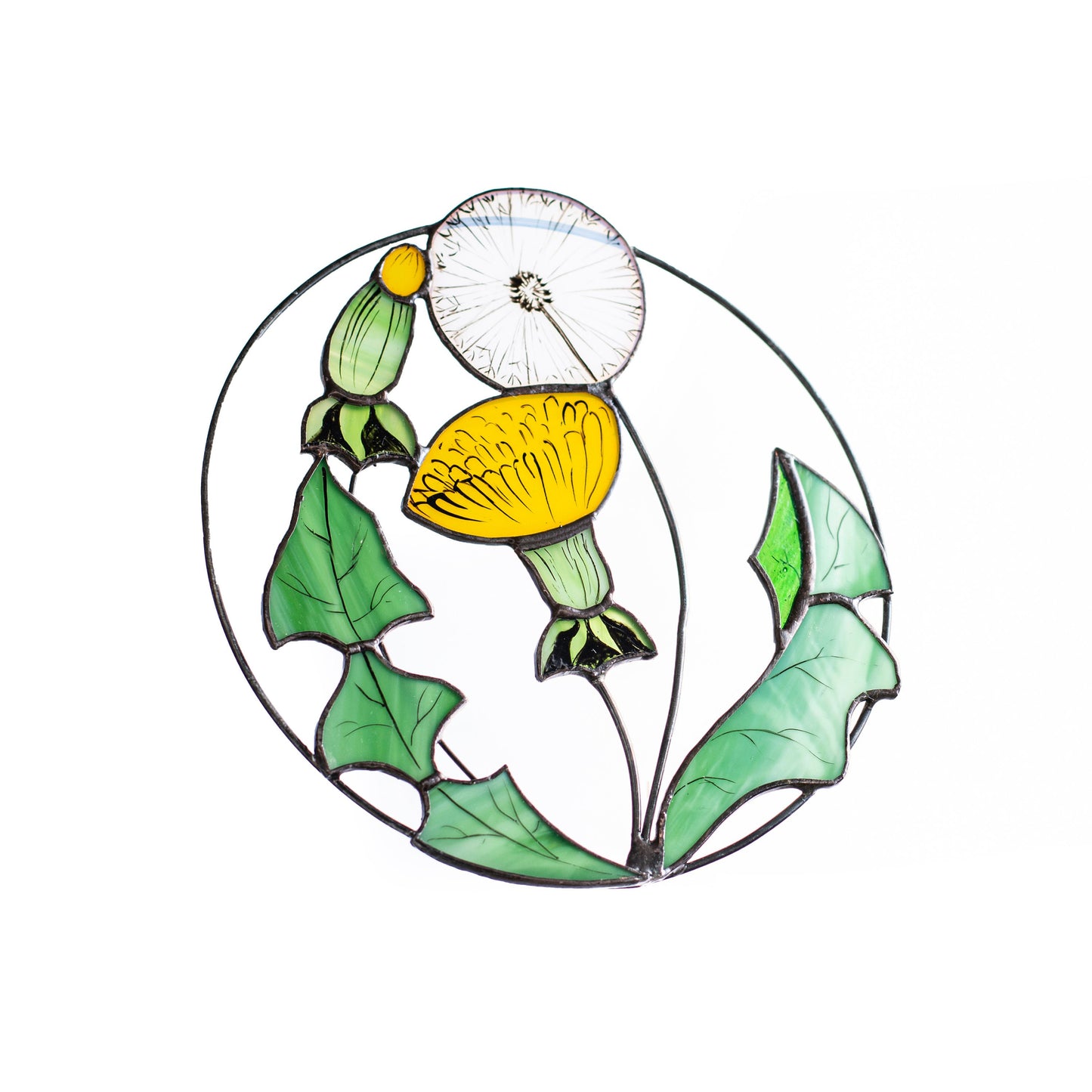 Dandelion Flower Stained Glass Suncatcher