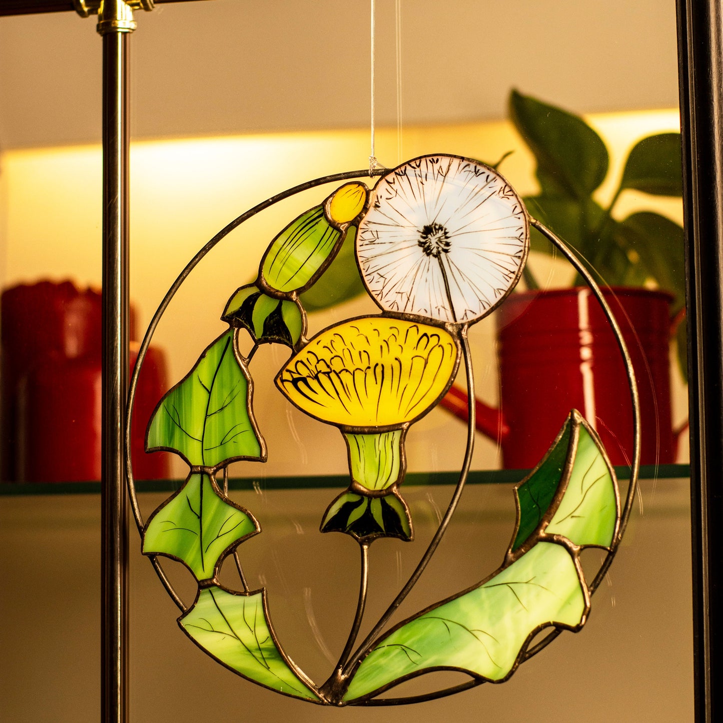 Dandelion Flower Stained Glass Suncatcher