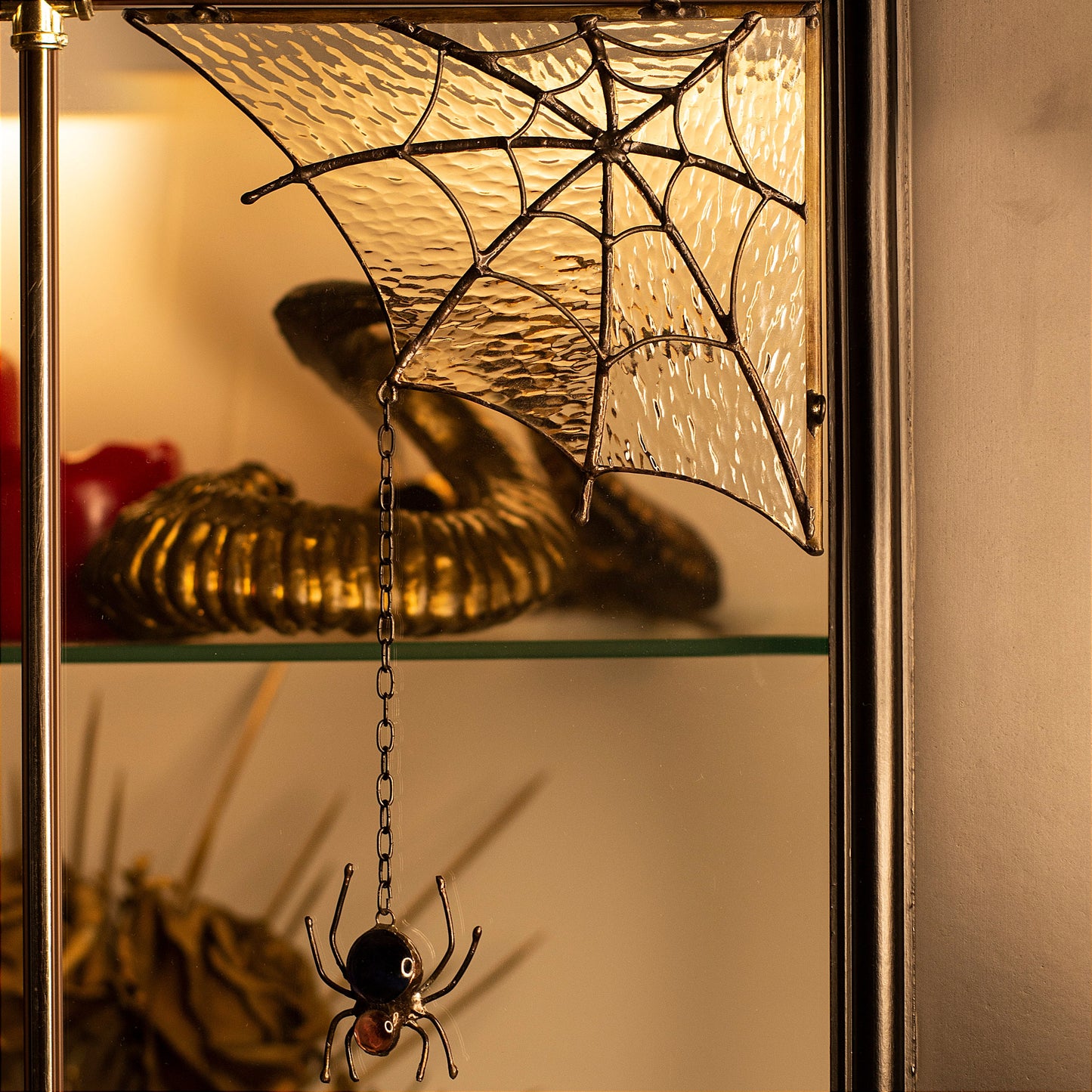 Spider Web Stained Glass Halloween Decoration