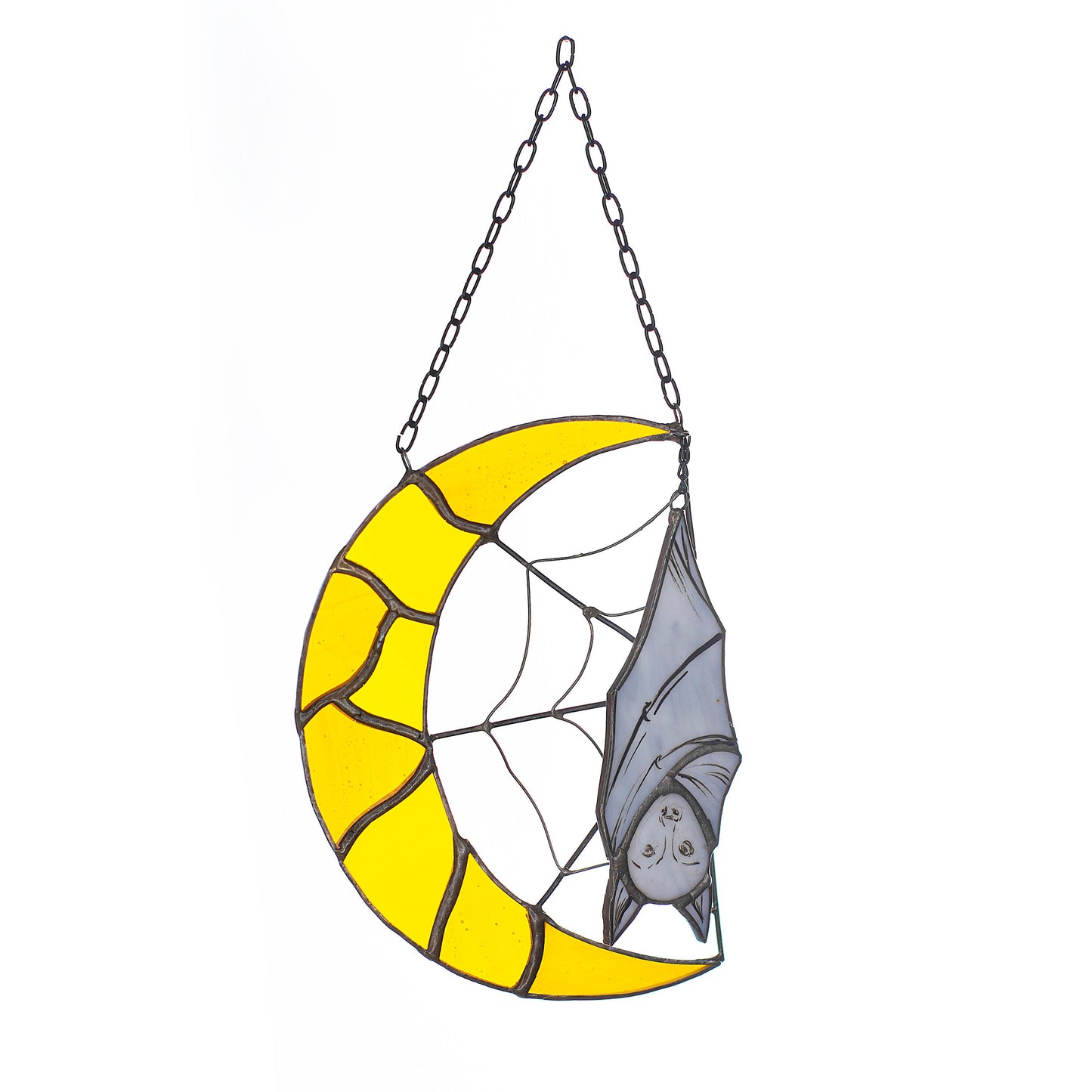 Bat and Moon Stained Glass Halloween Decoration