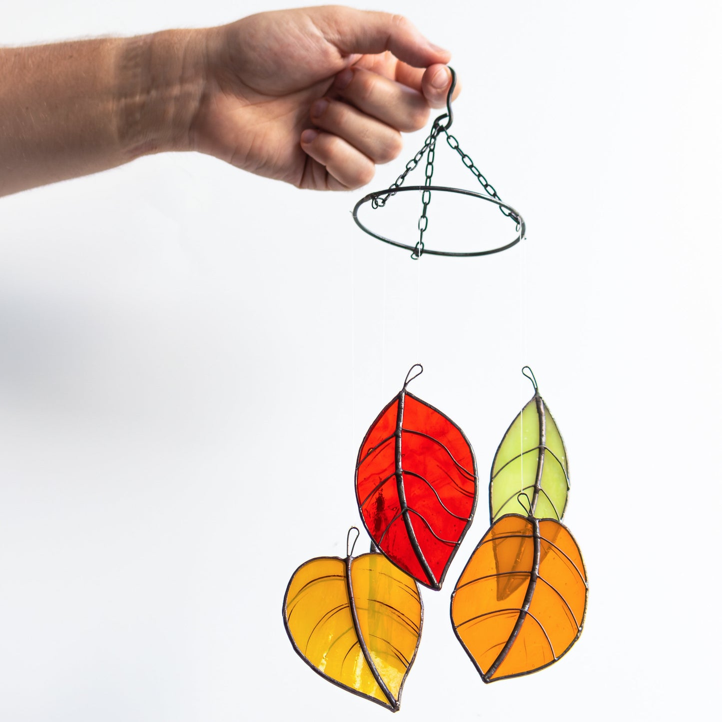 Fall Leaves Stained Glass Suncatcher