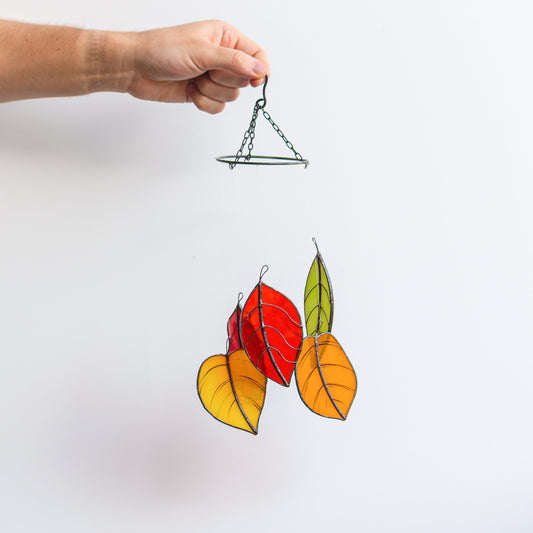 Fall Leaves stained glass baby mobile