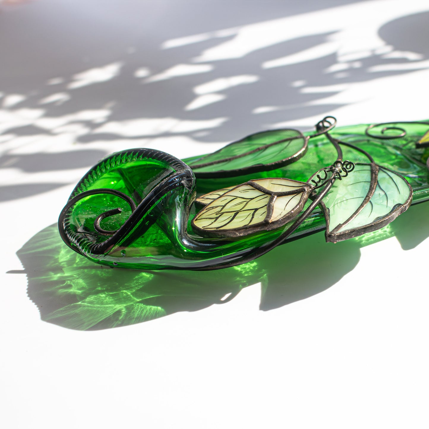 Fused Glass Bottle With Hops