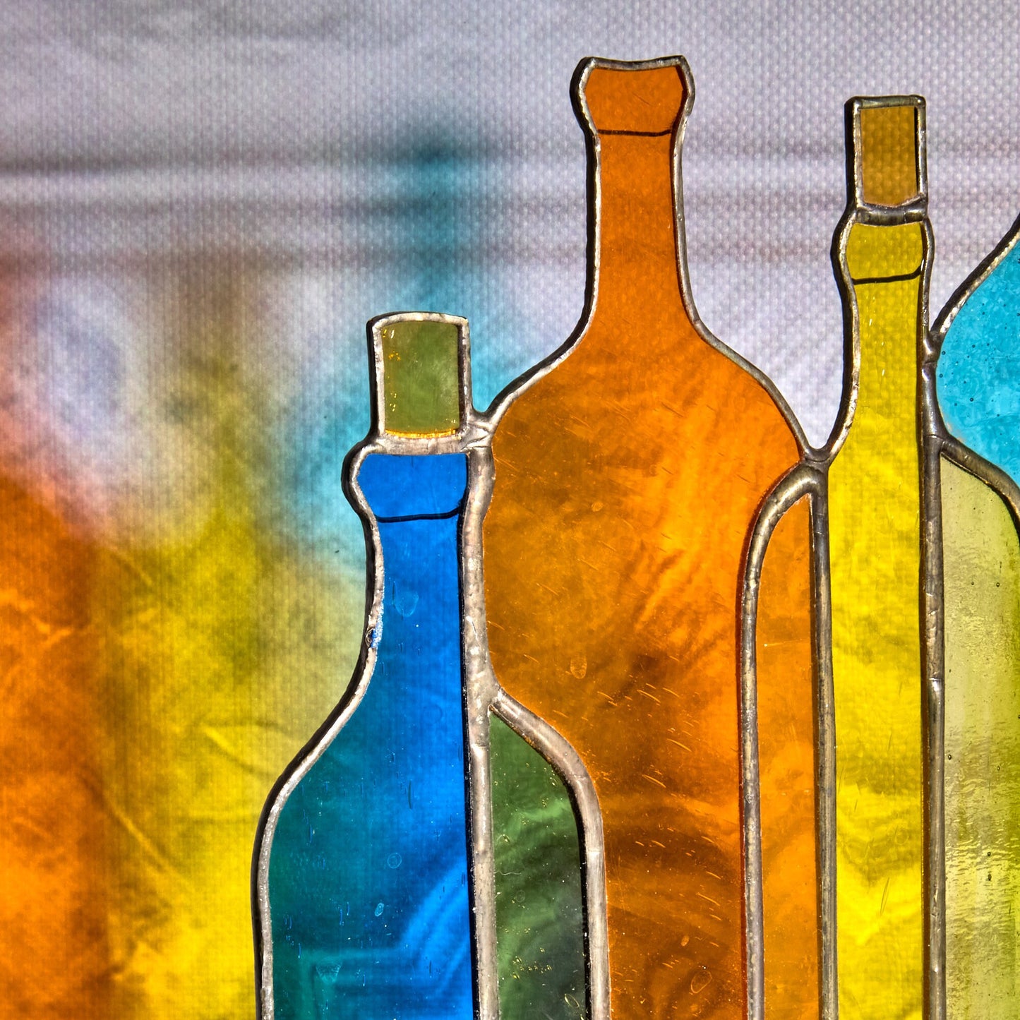 Colorful bottles Stained glass table stand decor
