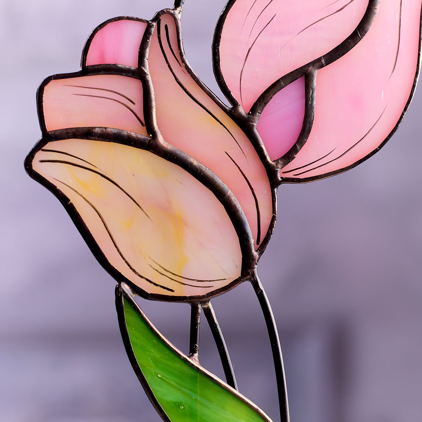 Tulip Flower Stained Glass Tabletop